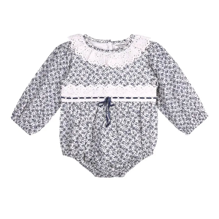 Wholesale Floral Print & Lace Baby Girl Romper (Organic)