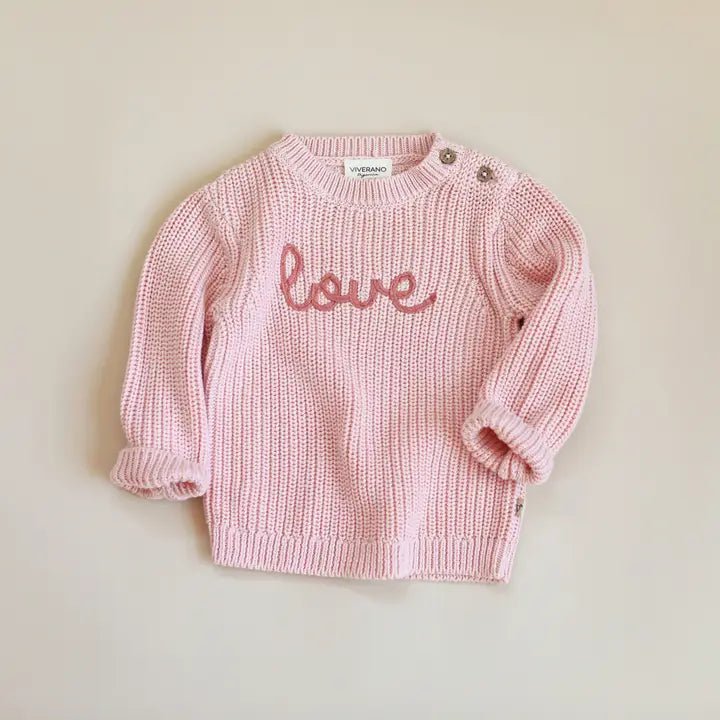 Love Embroidered Chunky Knit Baby Sweater (Organic)