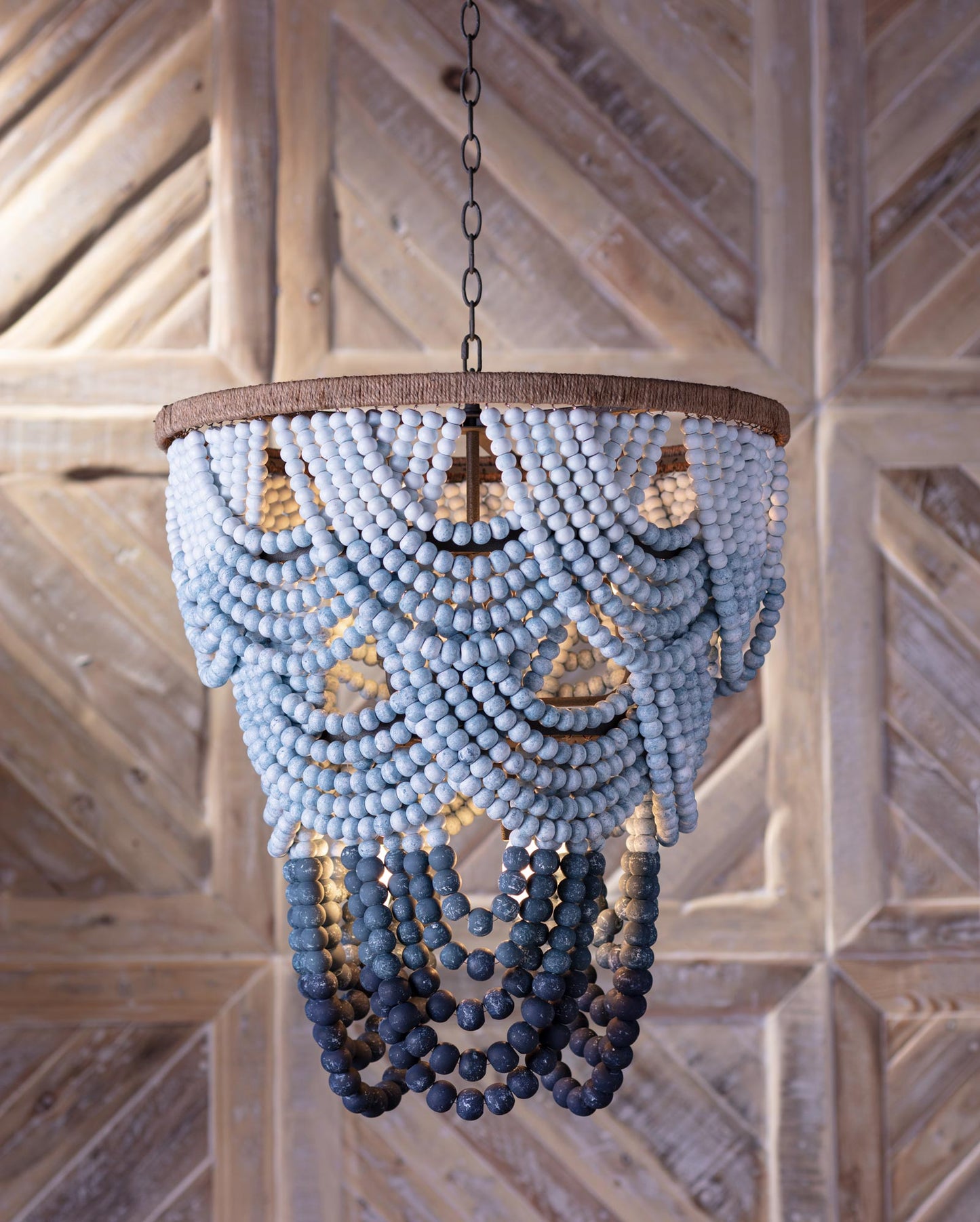 Coastal Living Ombre Wood Bead Chandelier