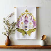 Foxglove and Bee Placement Organic Linen Tea Towel