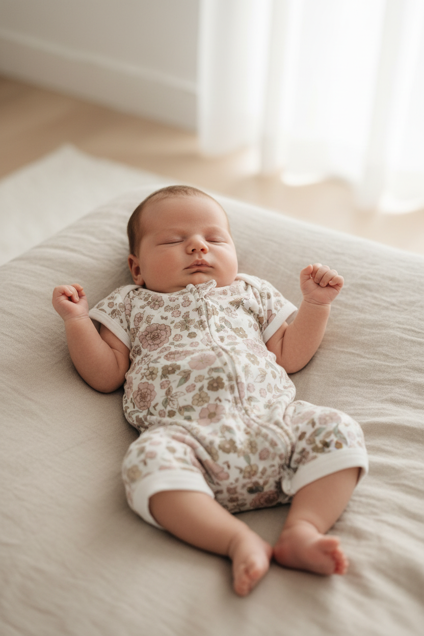 3-Month-Old in Vintage Floral Zip Romper