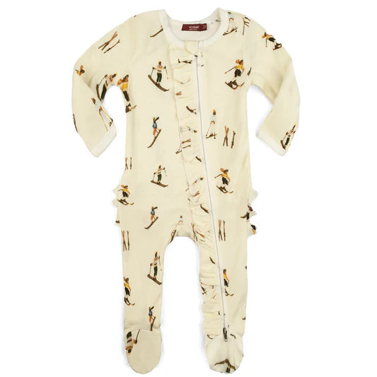 Organic Cotton Snap Footed Romper with Ruffle