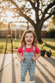 5 Year Old Girl in Coral T-Shirt