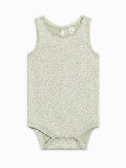 Luna Lace Tank Bodysuit in organic cotton with delicate lace trim.