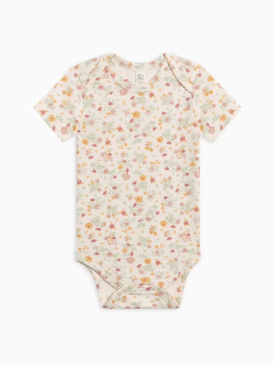 Afton Bodysuit - Organic short sleeve baby bodysuit with adorable print.