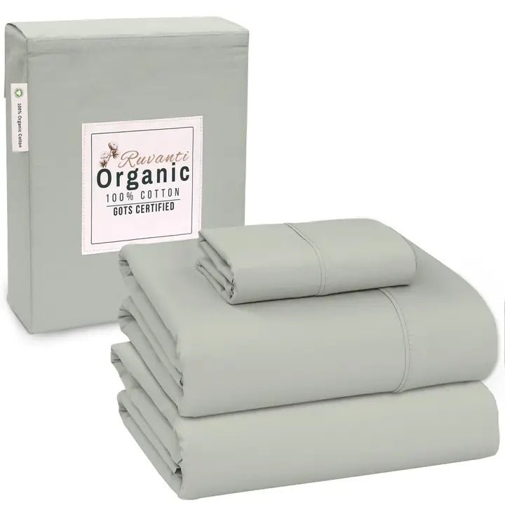 100% Organic Cotton Sheets, 4 Piece Sheet Set, All Season