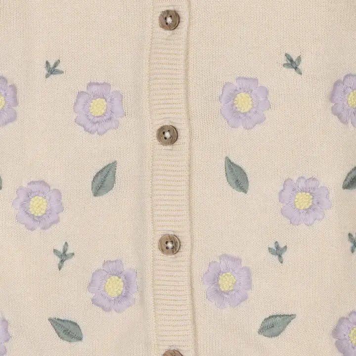 Sweet Floral & Pointelle Knit Baby Cardigan (Organic Cotton)