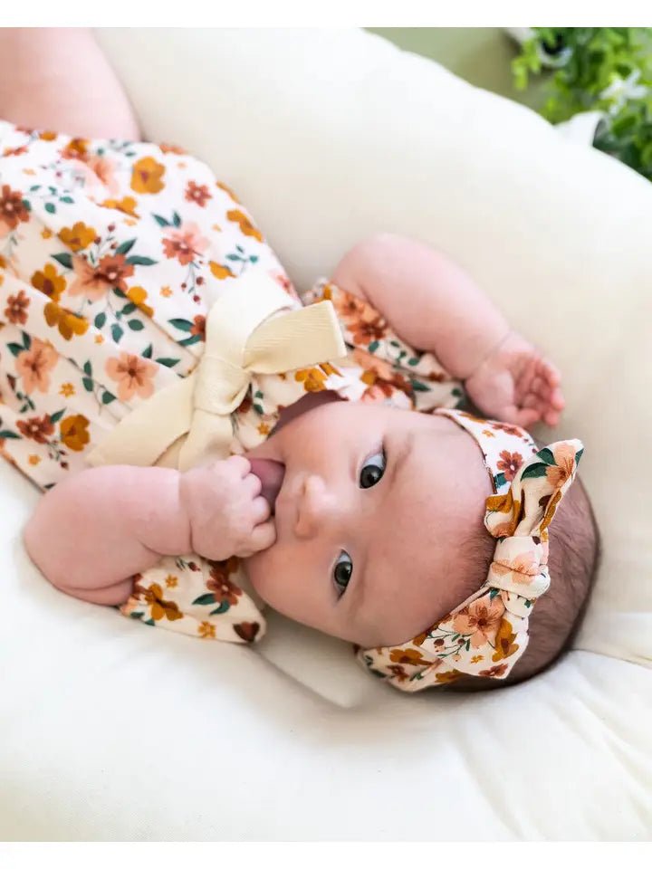 Summer Floral Baby Bubble Romper (Organic Muslin)