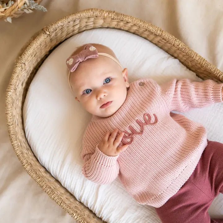 Love Embroidered Chunky Knit Baby Sweater (Organic)