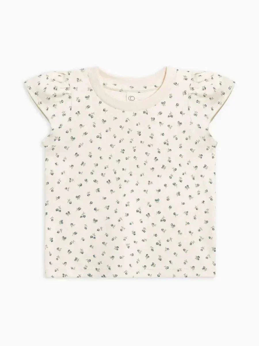 Pearl Petal Sleeve Tee with organic cotton and petal capped sleeves.