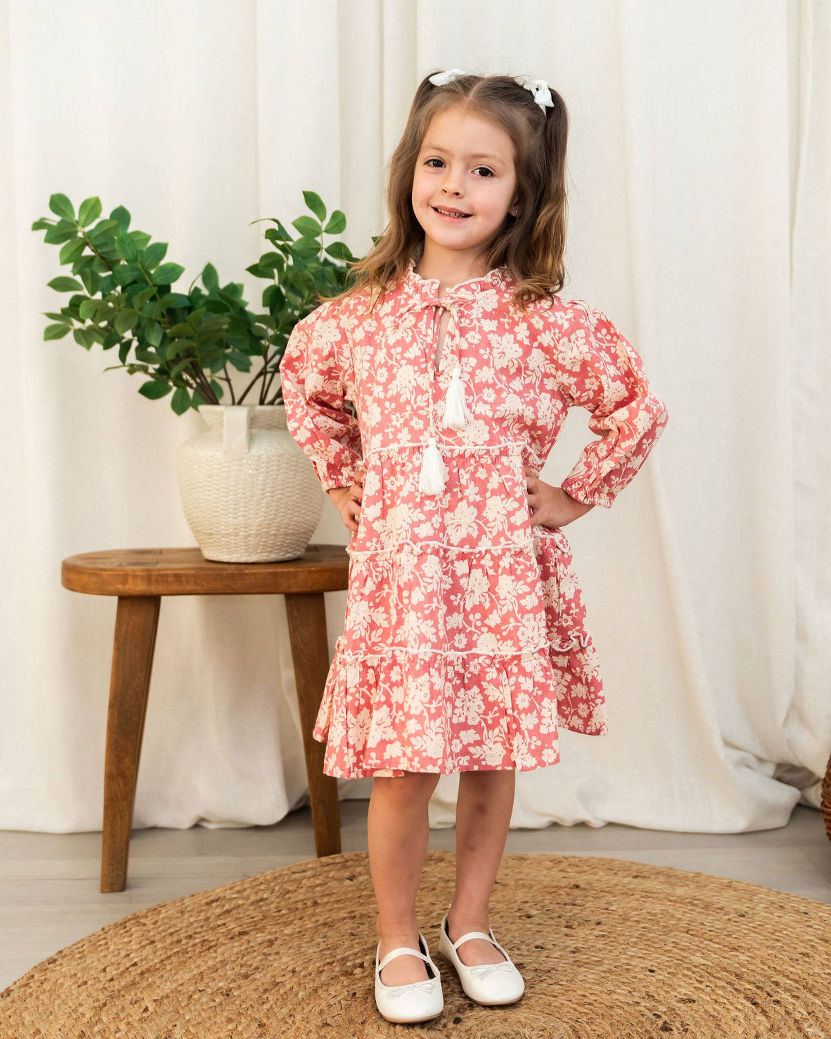 Jasmine Layered Dress - Pink Floral (Organic Cotton)