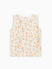 Floral Selene Lace Tank in organic cotton with lace trim.