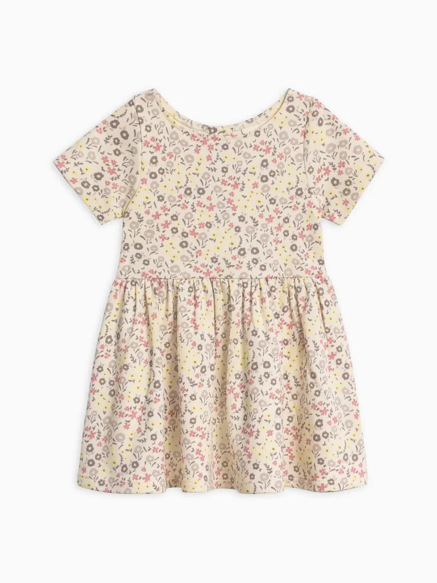 Stella Short Sleeve Swing Dress in floral pattern, made of organic cotton.