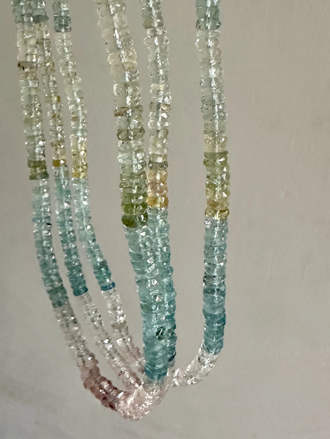 Aquamarine + Morganite  Gemstone Necklace  Beaded Necklace