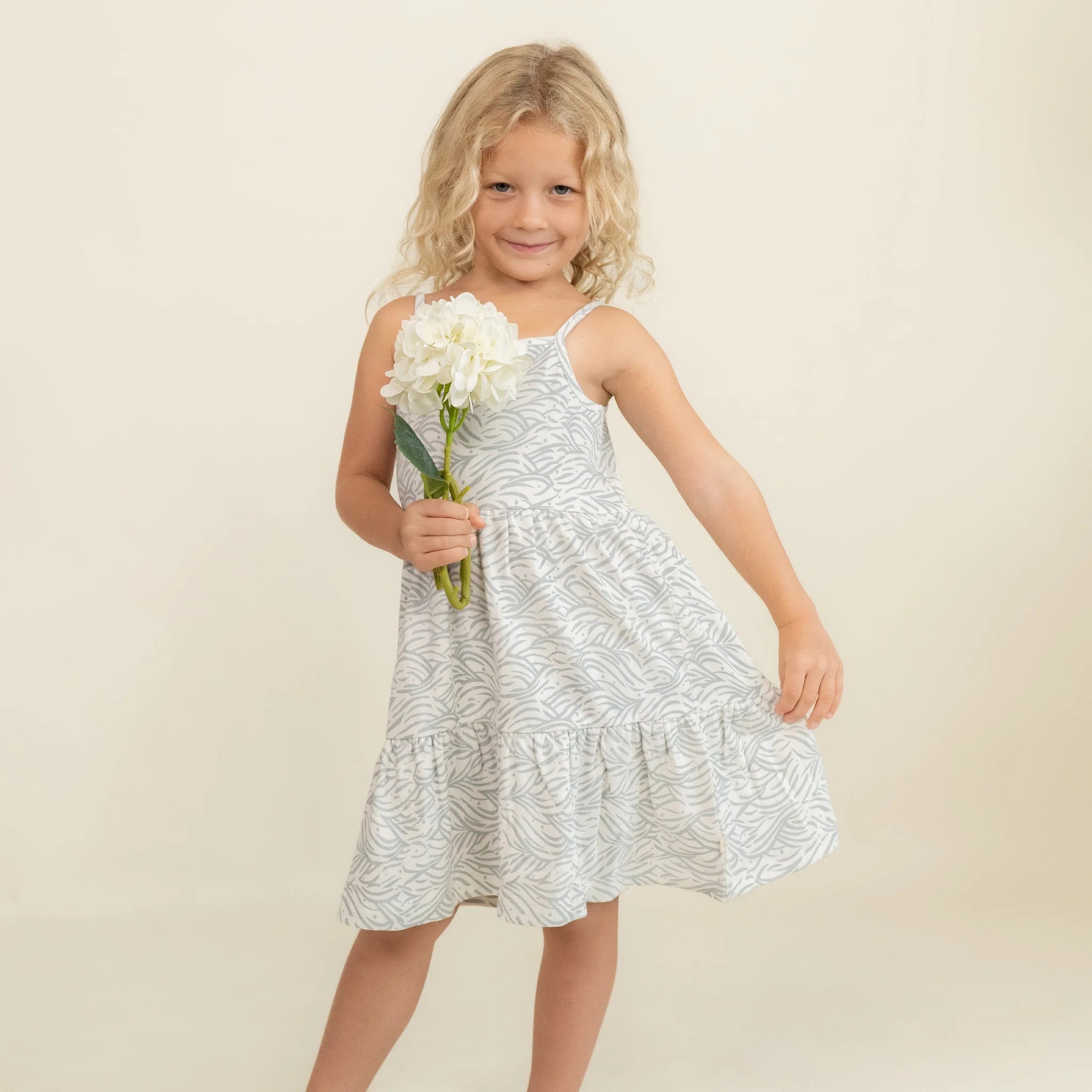 Organic Strap Tiered Dress - Waves