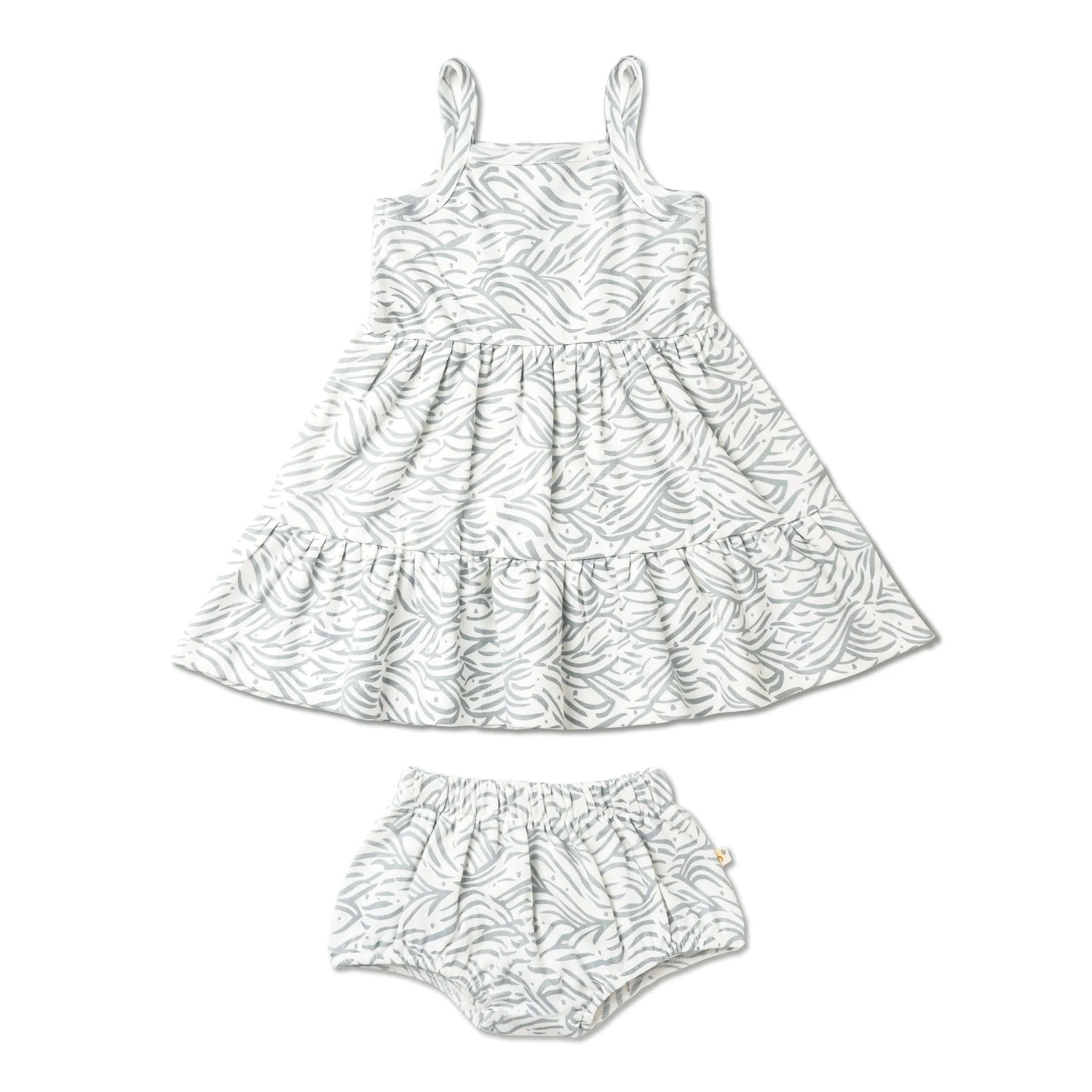 Organic Strap Tiered Dress - Waves