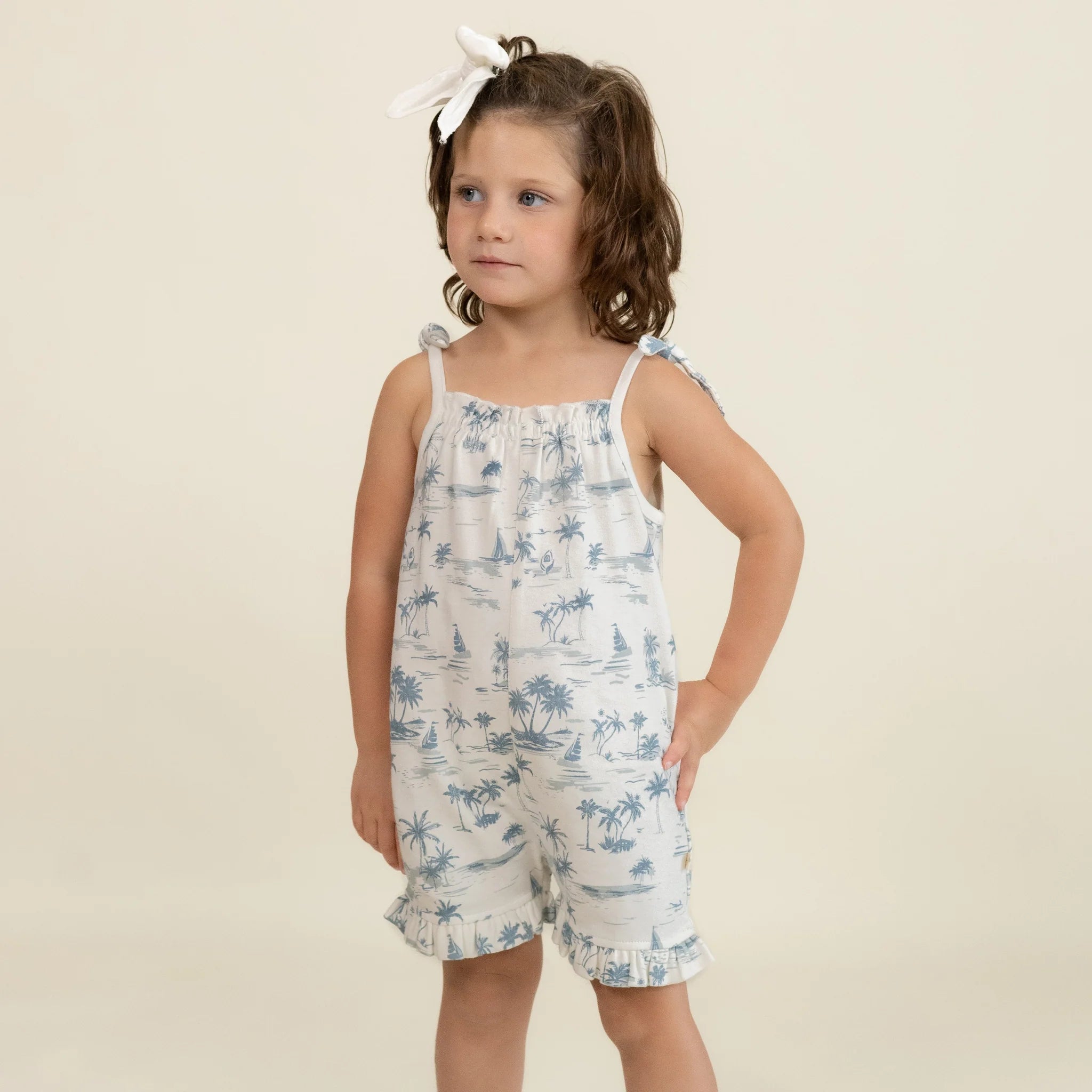 Organic Ruffle Jumpsuit - Coastal