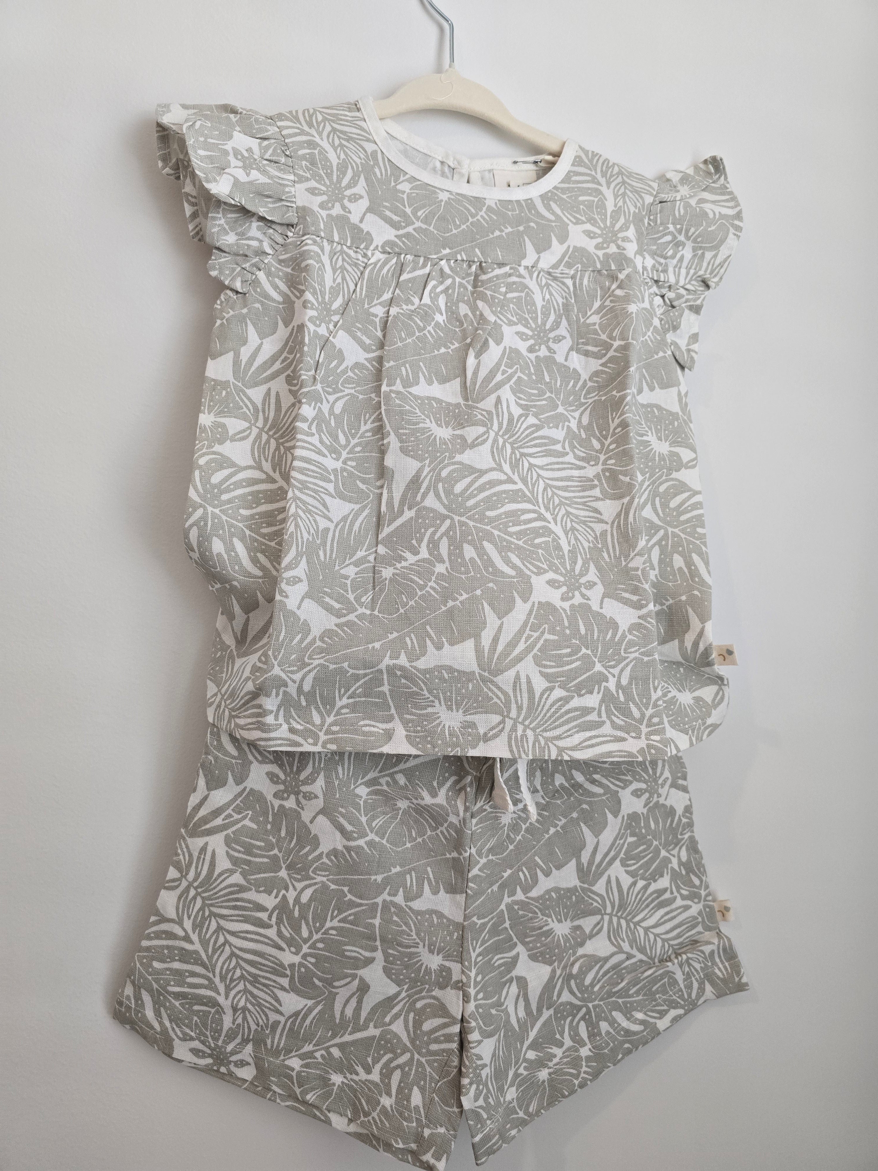 Tropical Print Shirt and Short Girl Set