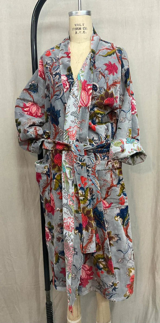 Striking Floral Velvet Robe