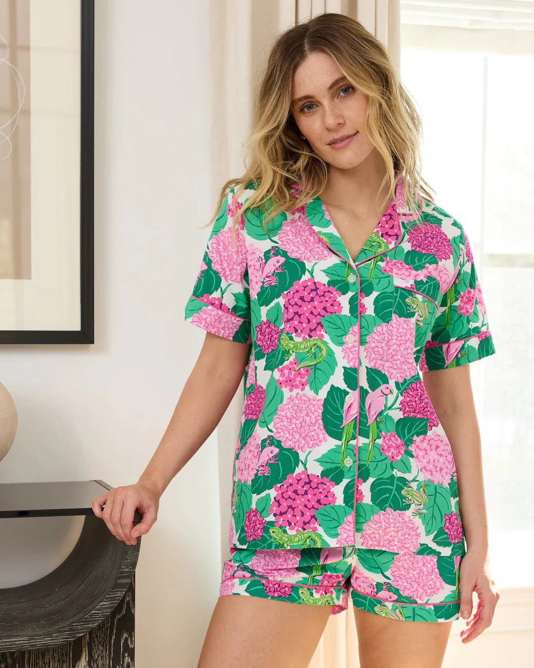 Pink Hydrangea Short PJ Set