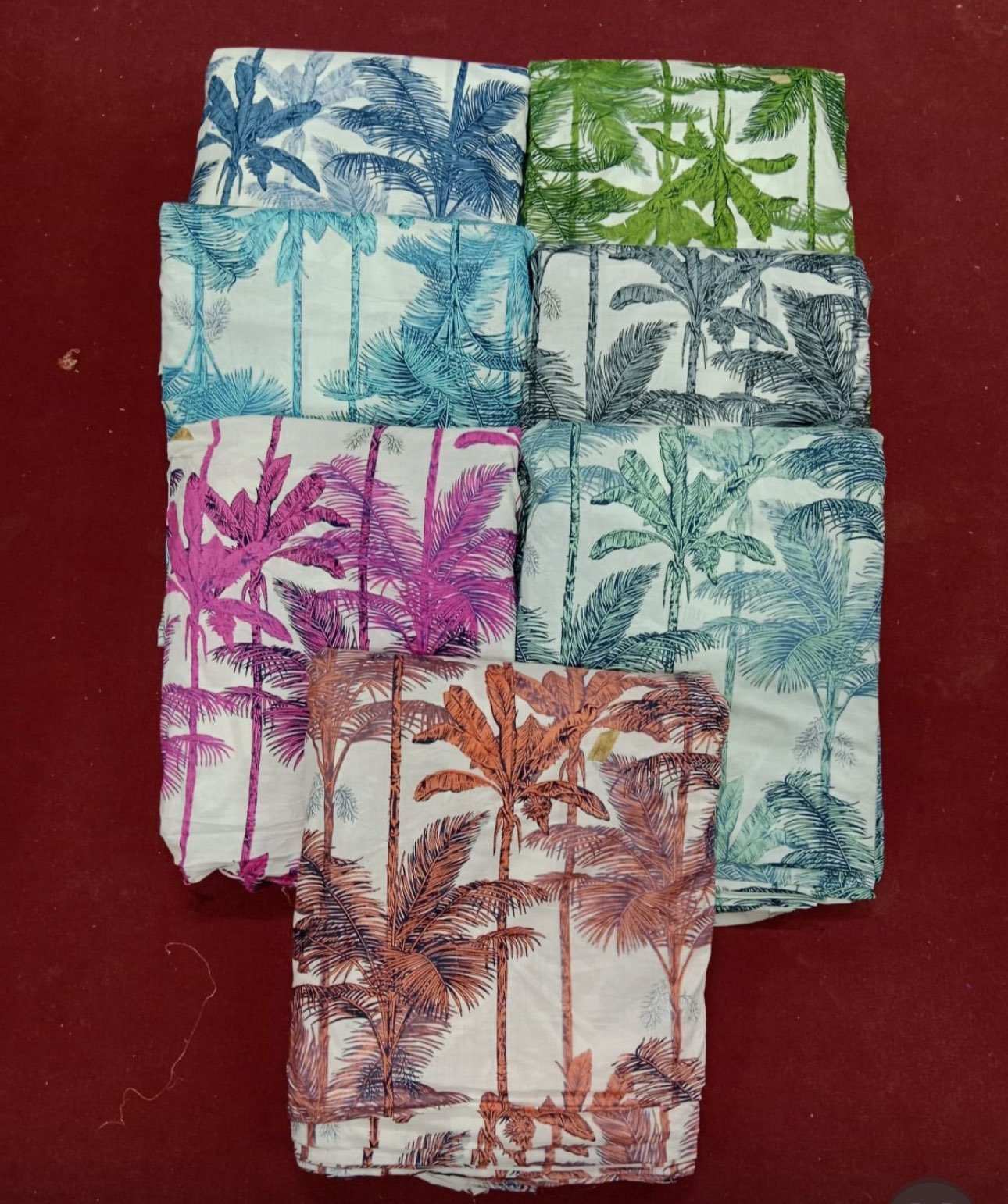 Summer PJ Short Set with palm print in various colors, organic cotton, handmade in India.
