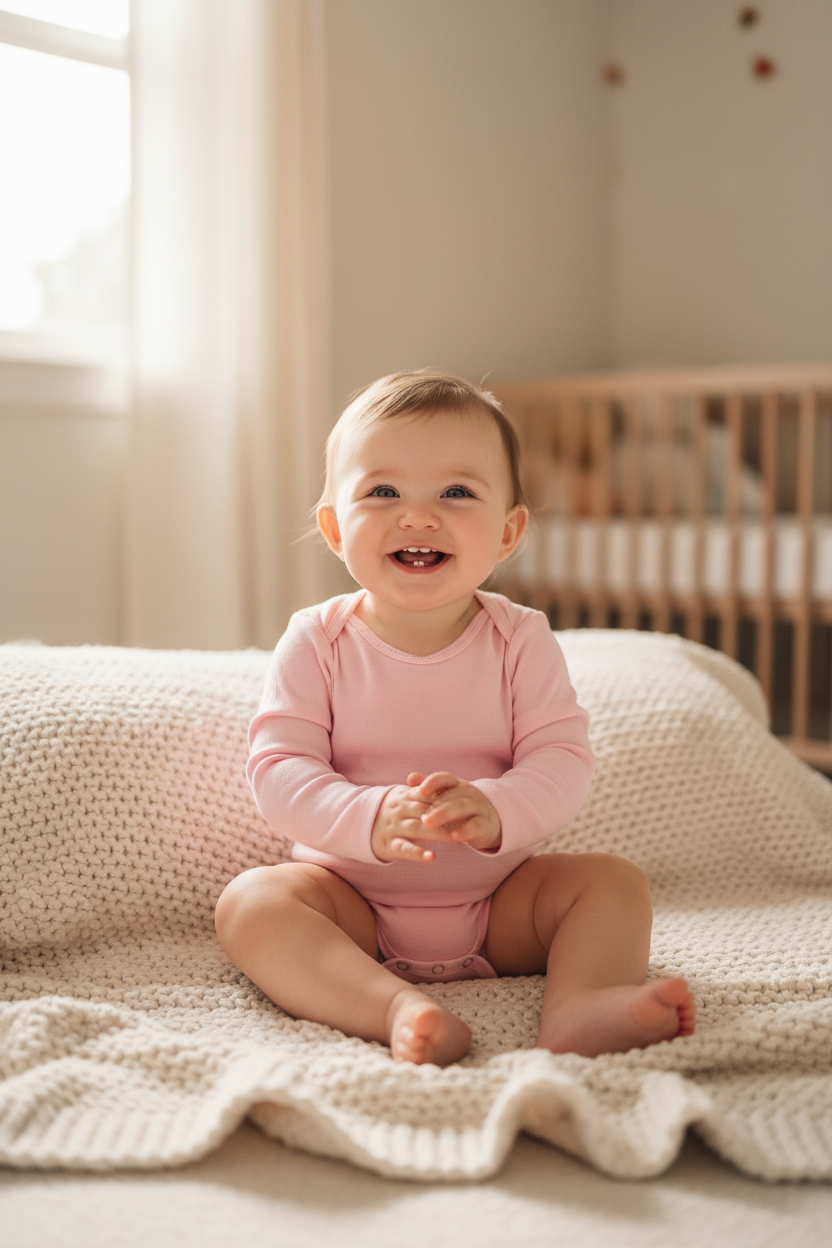 Baby Girl in Pink Onesie