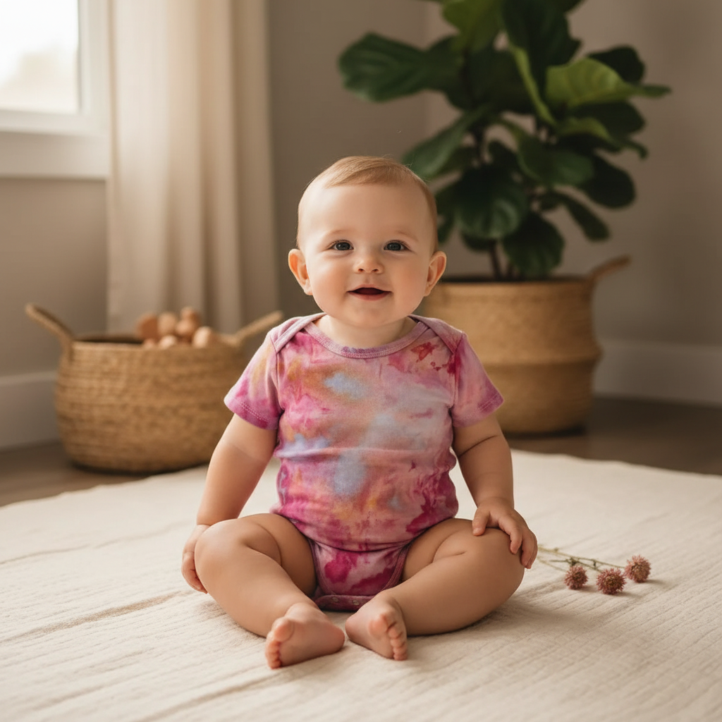 Baby Sitting - Organic Wildflower Onesie Pink Tie Dye