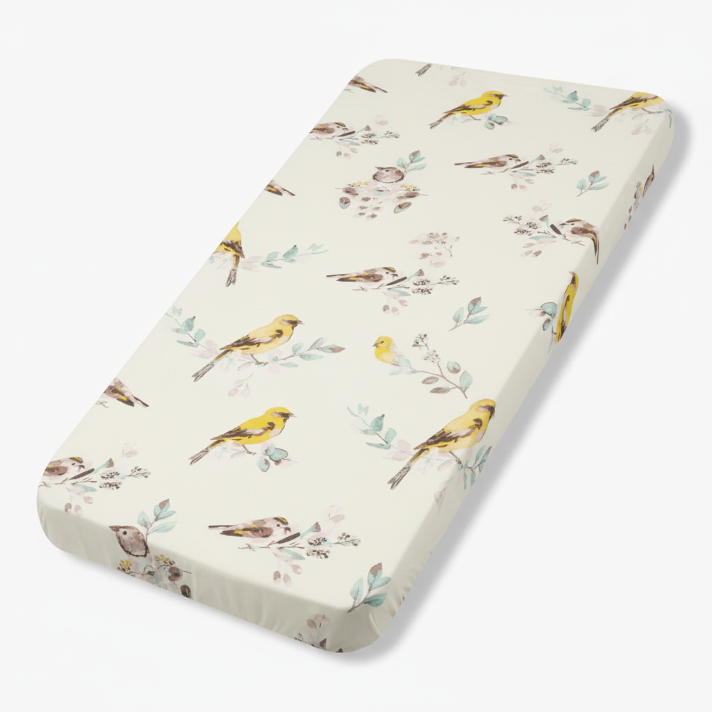 Blue Bird Crib Sheet Mockup