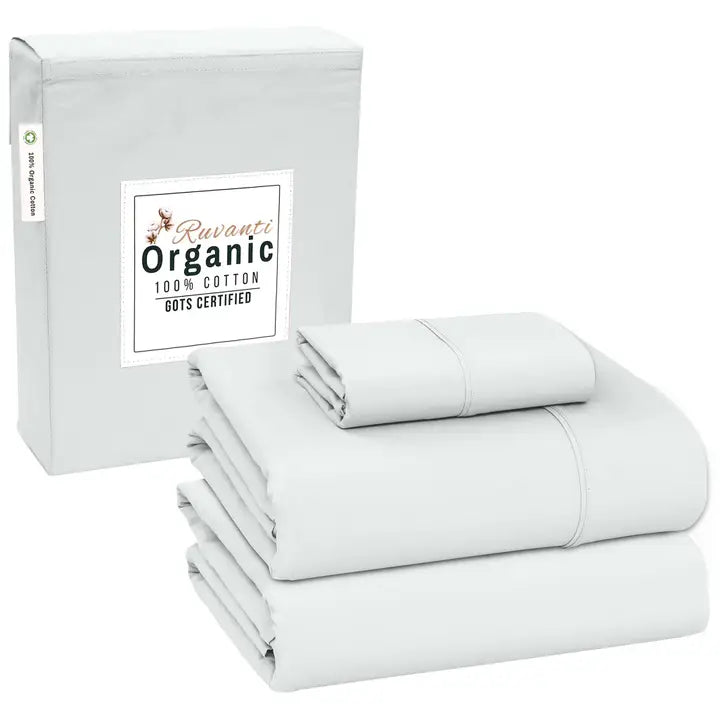 100% Organic Cotton Sheets, 4 Piece Sheet Set, All Season