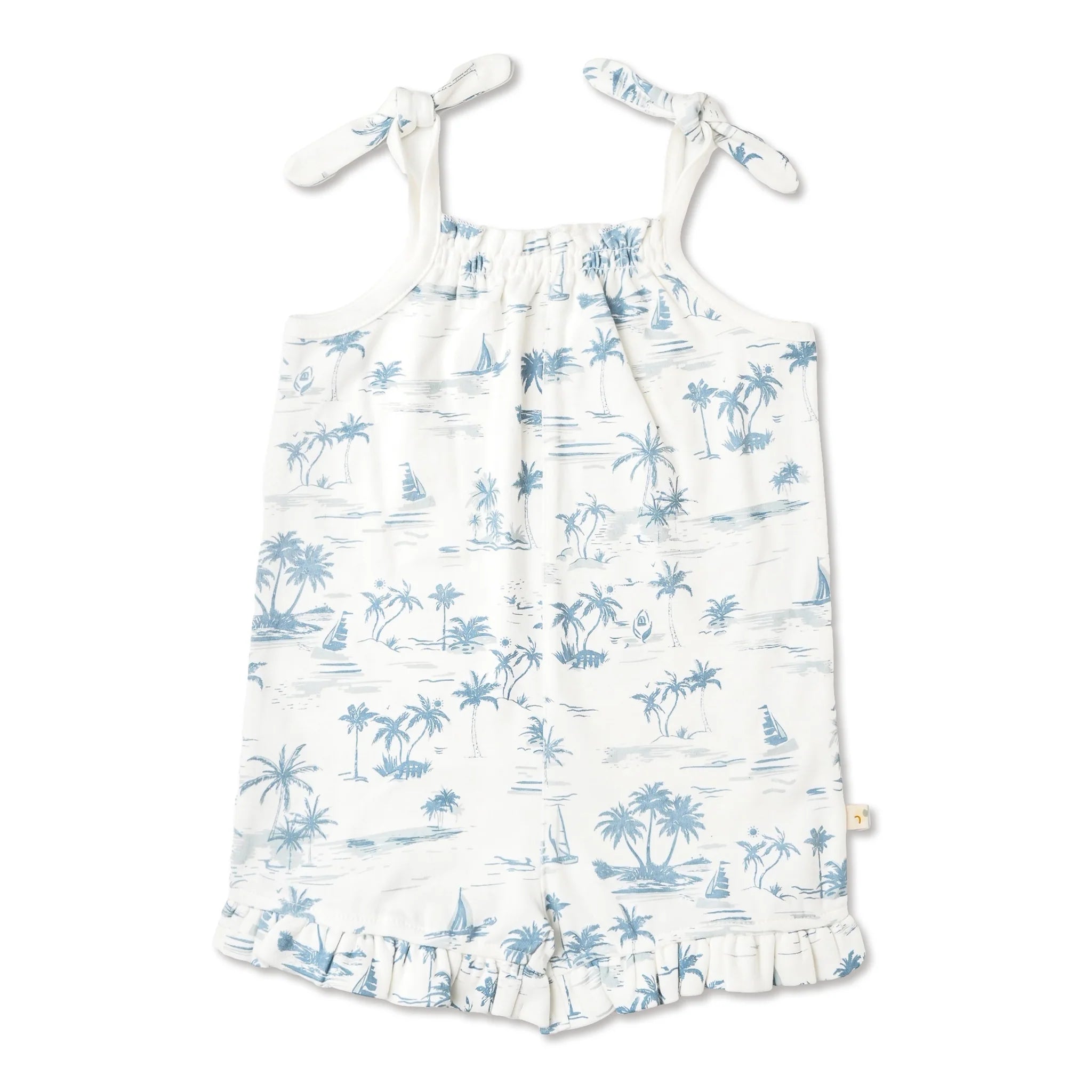 Organic Ruffle Jumpsuit - Coastal