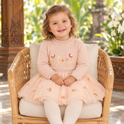 Floral embroidery knit tutu dress lifestyle image