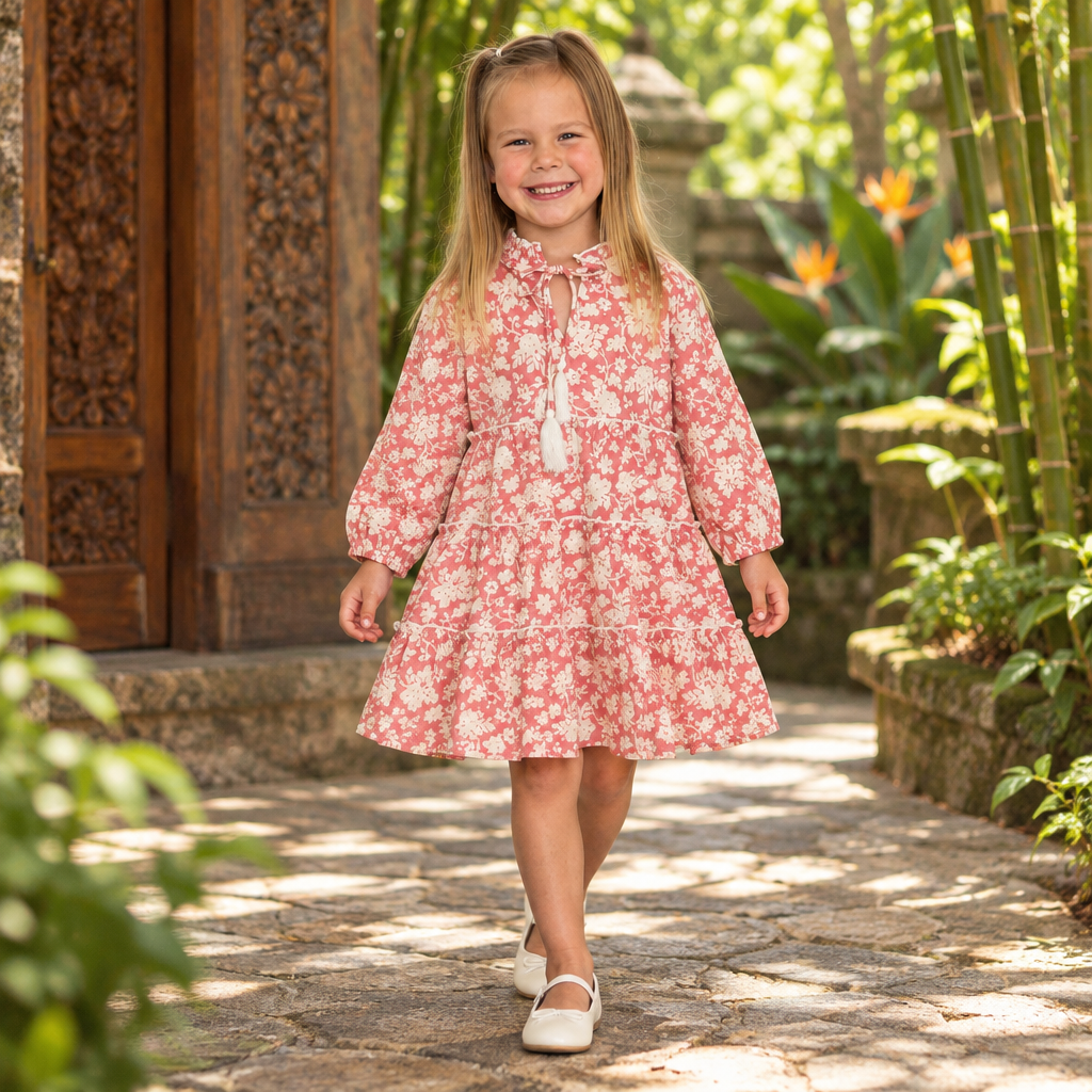 Jasmine Layered Dress in a Balinese garden setting