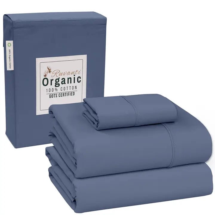 100% Organic Cotton Sheets, 4 Piece Sheet Set, All Season - Natureworks Design