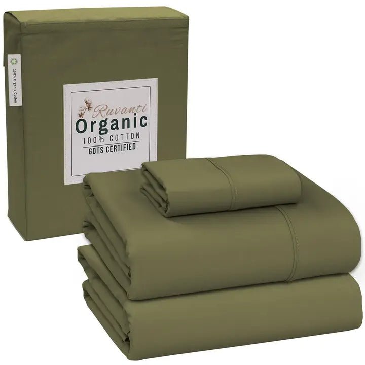 100% Organic Cotton Sheets, 4 Piece Sheet Set, All Season - Natureworks Design