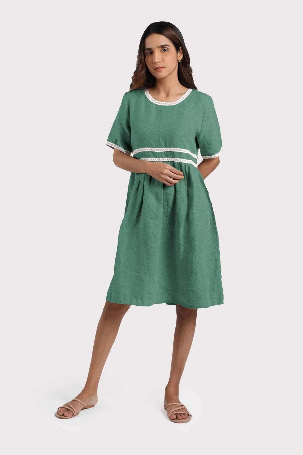 sustainable linen dress Sustainable Linen Dress for Women| Linen Clothing | Elegant Midi Dress | Basic Dress