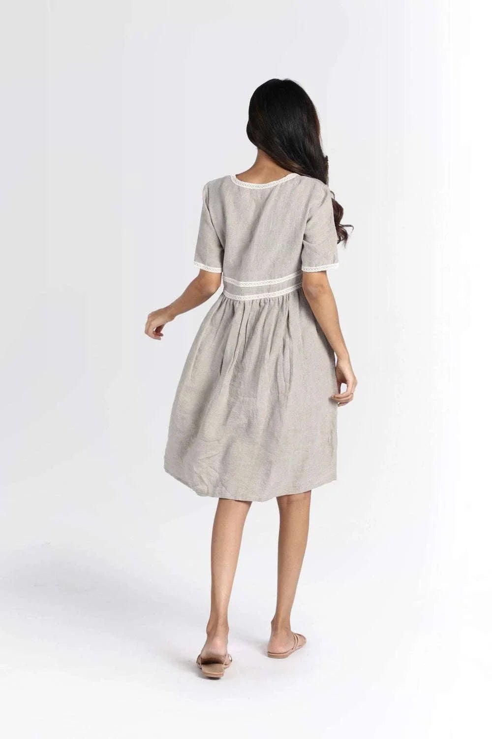 High Frequency Organic Linen Dress - Elegant and Comfortable Blue / Medium High Frequency Organic Linen Dress - Elegant and Comfortable Blue / Medium