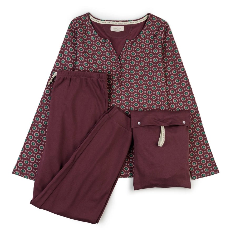Organic Cotton Pajama Beta Suzani Plum - Natureworks Design