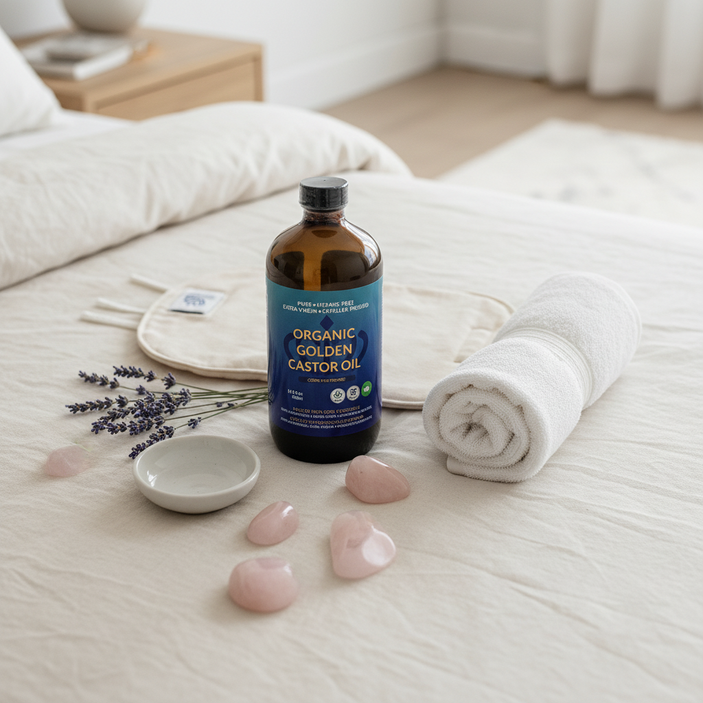 Pelvic Castor Oil Pack Kit - Bedroom Scene