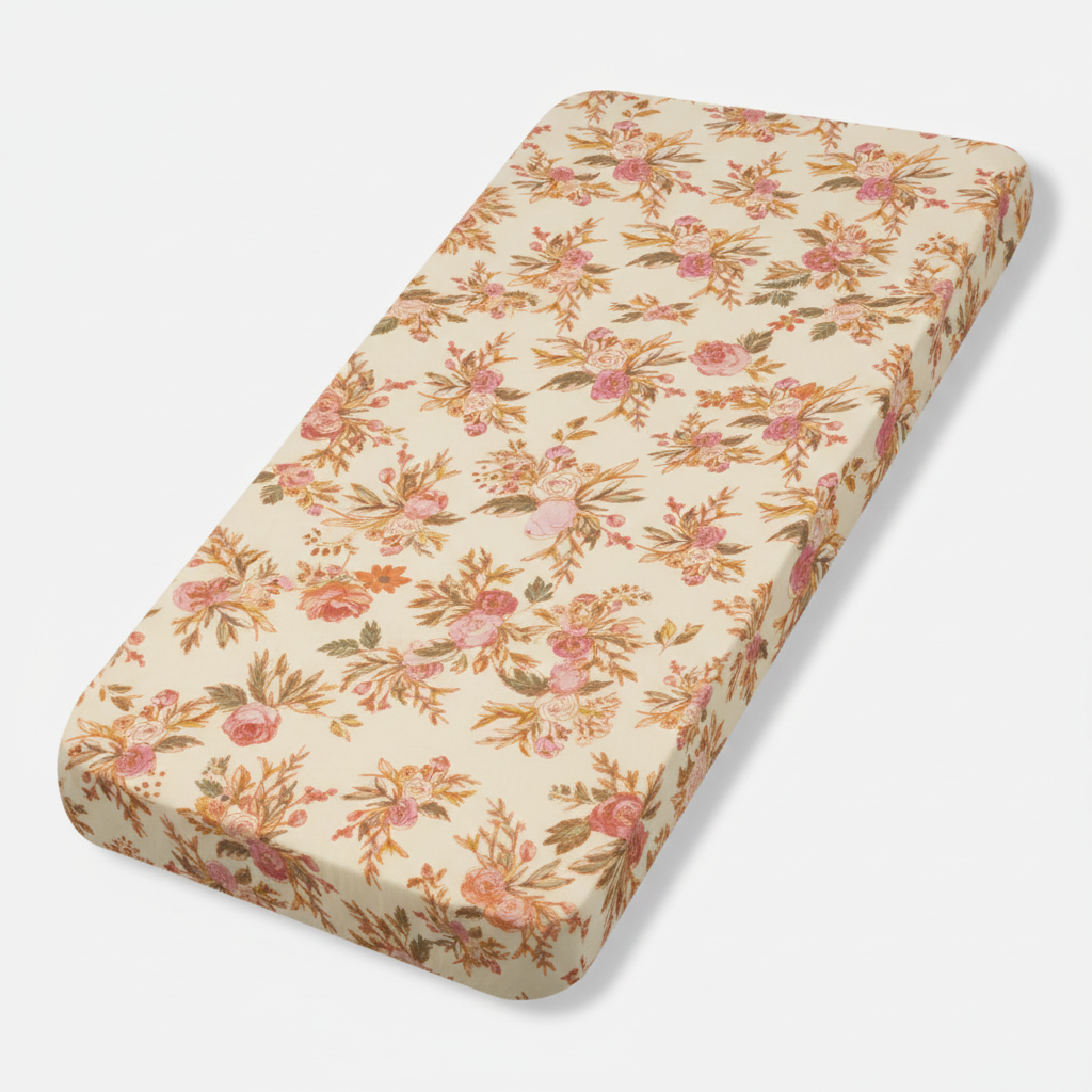 Vintage Floral Crib Sheet Mockup