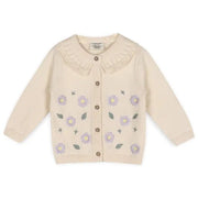 Sweet Floral & Pointelle Knit Baby Cardigan (Organic Cotton) - Natureworks Design
