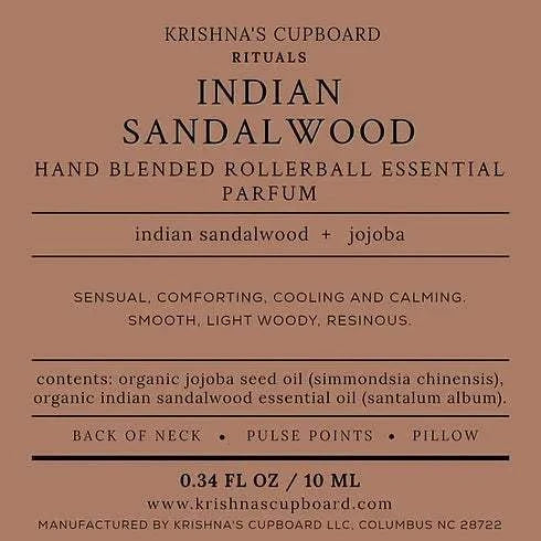Indian Sandalwood Roll-On with organic Jojoba Seed Oil, 10mL.