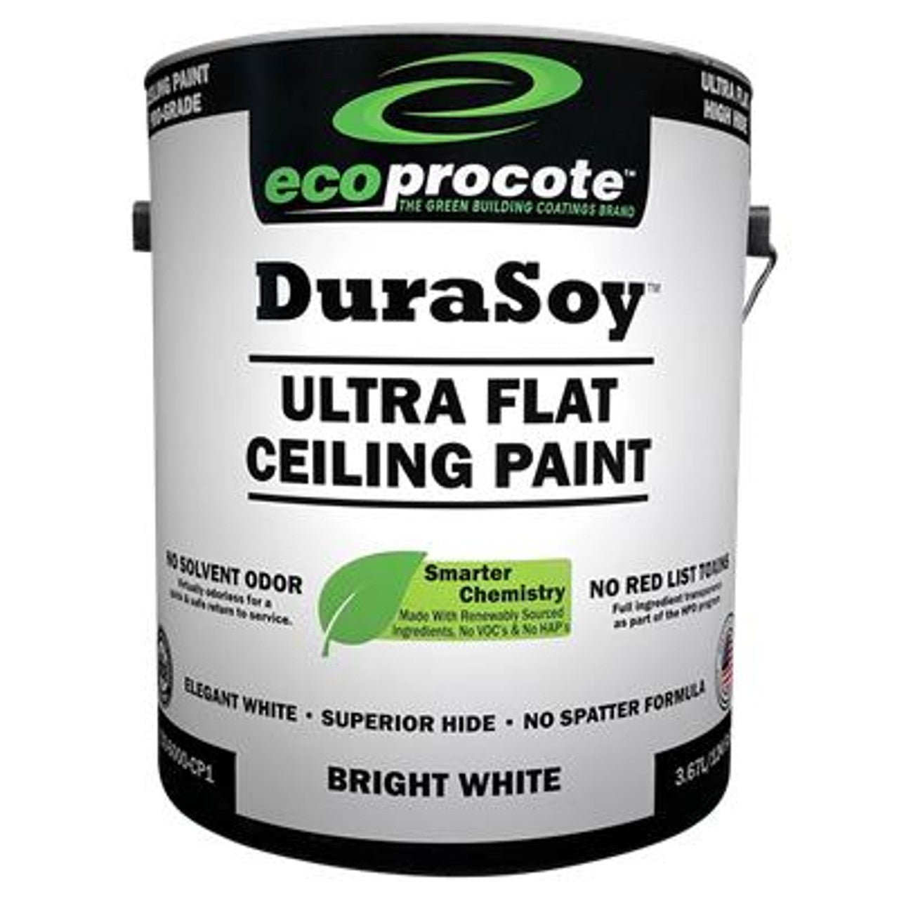 DuraSoy Ceiling Paint, Bright White, Flat