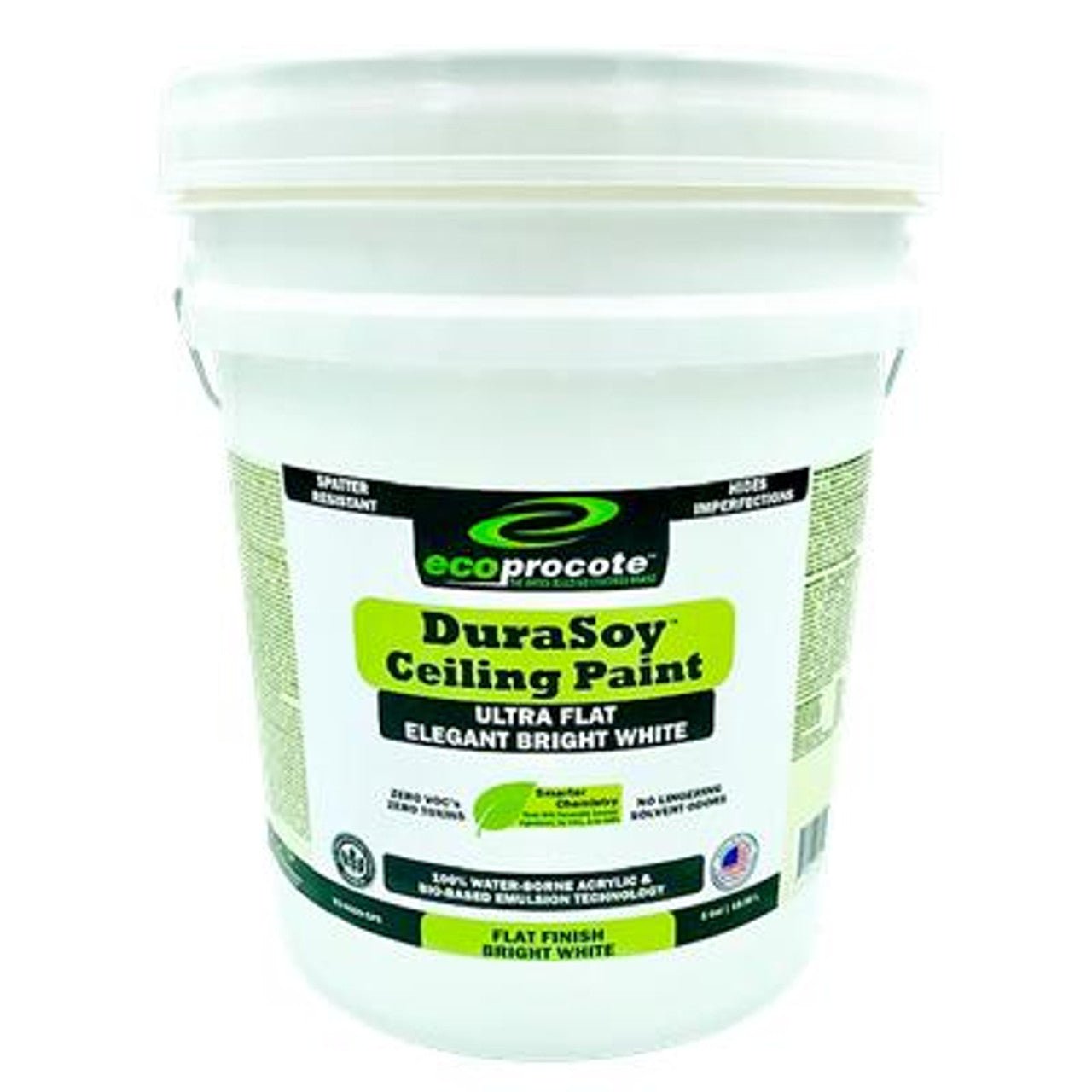 DuraSoy Ceiling Paint, Bright White, Flat