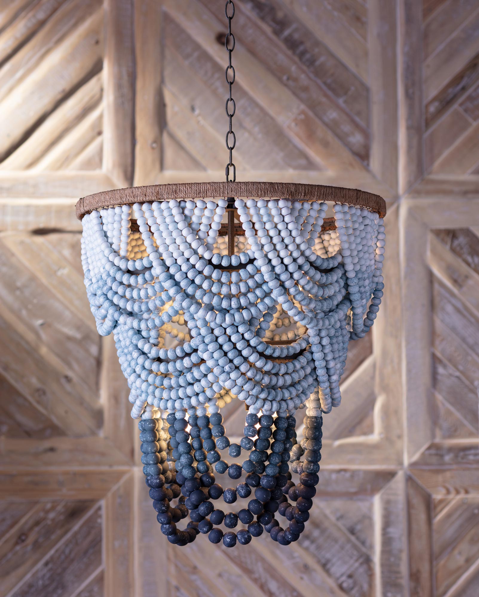 Coastal Living Ombre Wood Bead Chandelier