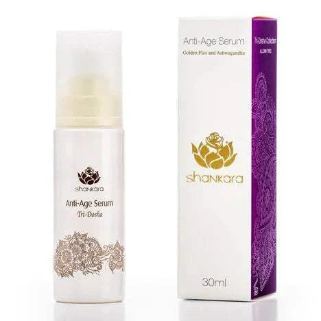 Anti-Age Serum bottle and box with natural ingredients for youthful skin rejuvenation.
