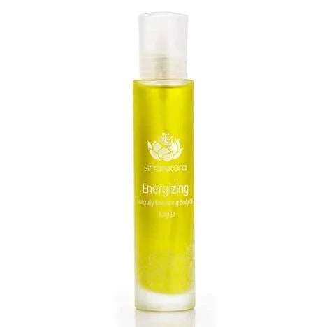 Energizing Body Oil bottle with natural essential oils for revitalizing energy boost.