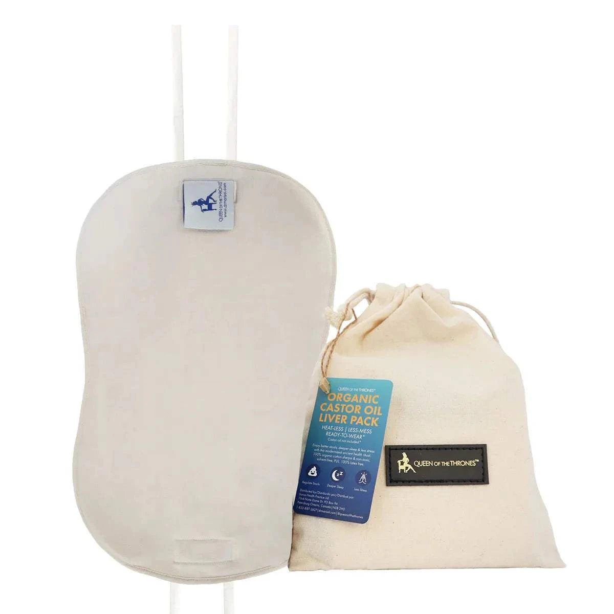 Original Organic Castor Oil Pack for Liver by Queen of the Thrones®, offers heatless, mess-free, reusable wellness support.