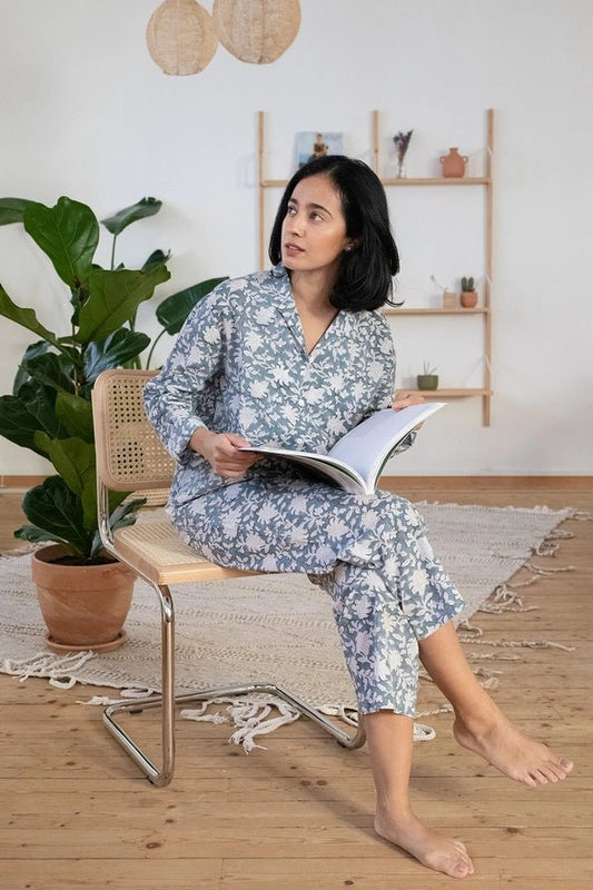Soft Organic Cotton Pajamas Smokey Blue