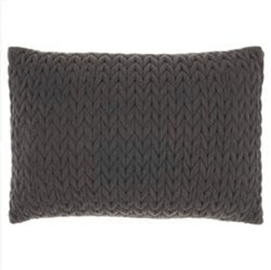 Carla Coastal Black Cotton Quilted Chevron Decorative Lumbar Pillow - 14x20