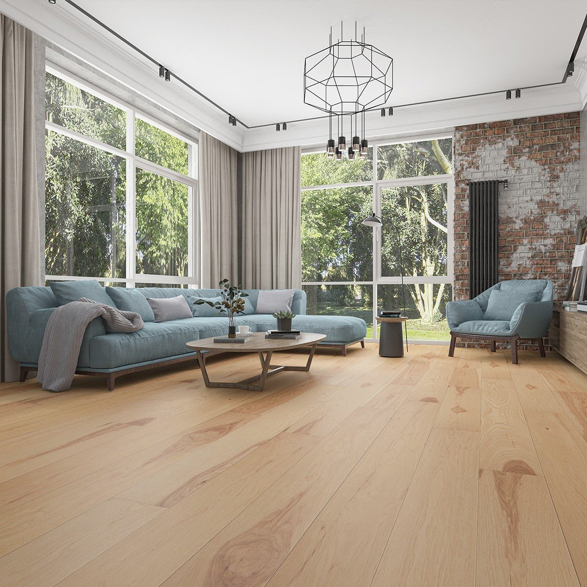 7.5" WIRE BRUSHED TETON HICKORY WOOD FLOORING